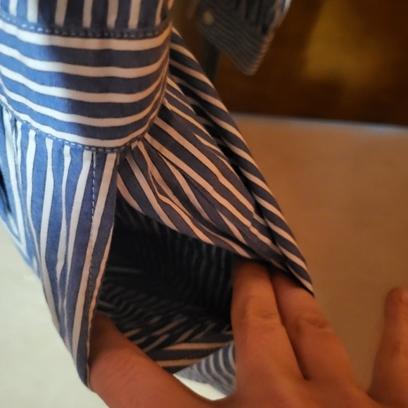 BANANA REPUBLIC Blue White Striped Button Up Shirt Dress Long Sleeve Size 14 - Picture 5 of 7